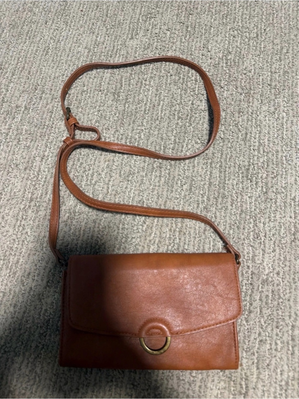 Universal Thread Tan Leather Crossbody with Ring Accent